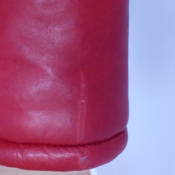 D&G Red Leather Puffer Jacket w/ Hood | Tartan Lining | XS - Picture 6 of 12